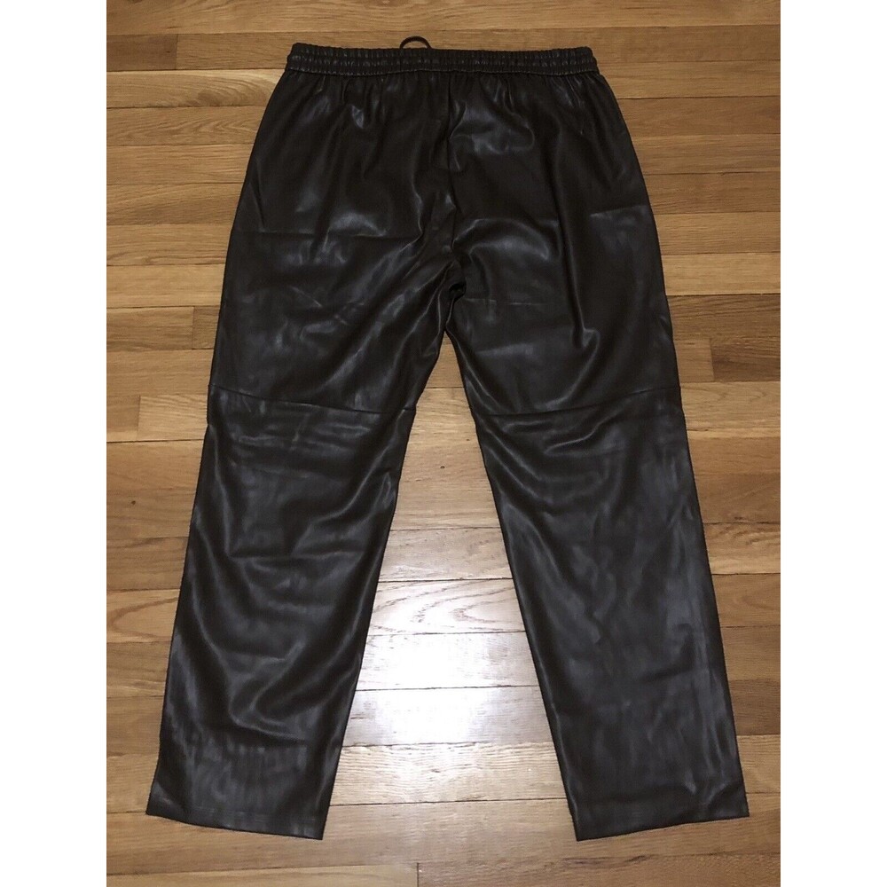 By Anthropologie Sakara Faux Leather Pants Brown Pull On Drawstring Waist L - Picture 7 of 7